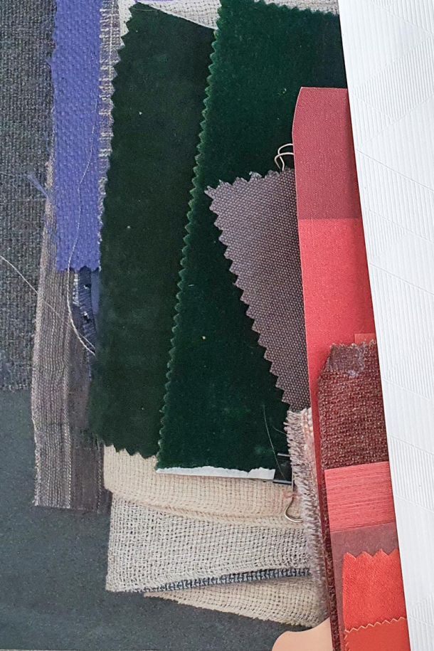 reclaimed textiles  for collage wall piece 